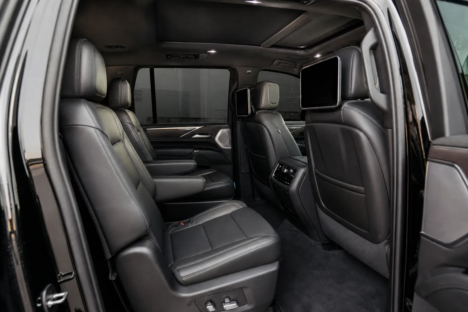 Black Cadillac Escalade ESV interior