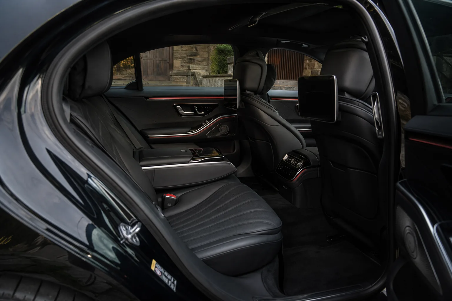 Black Mercedes-Benz S-Class interior